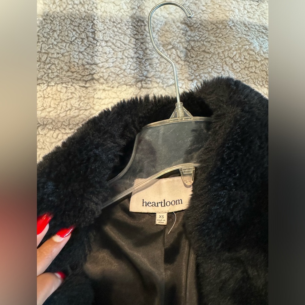 Black heart loom rabbit fur jacket